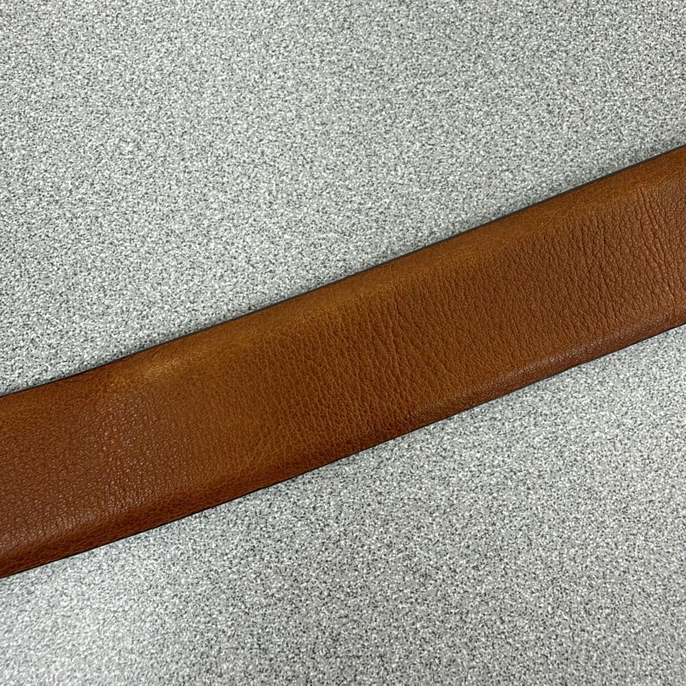Cole Haan Belt Mens 34 Brown Leather Silver Tone Buckle Classic Everyday Dress